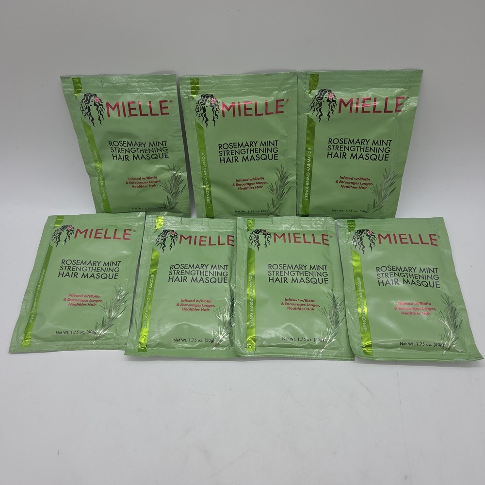 Lot Of 7 MIELLE Rosemary Mint Biotin Strengthening Hair Mask Single 1.75 oz Pack